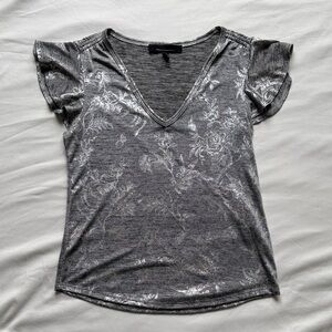 White House Black Market small, Sheer silver shirt